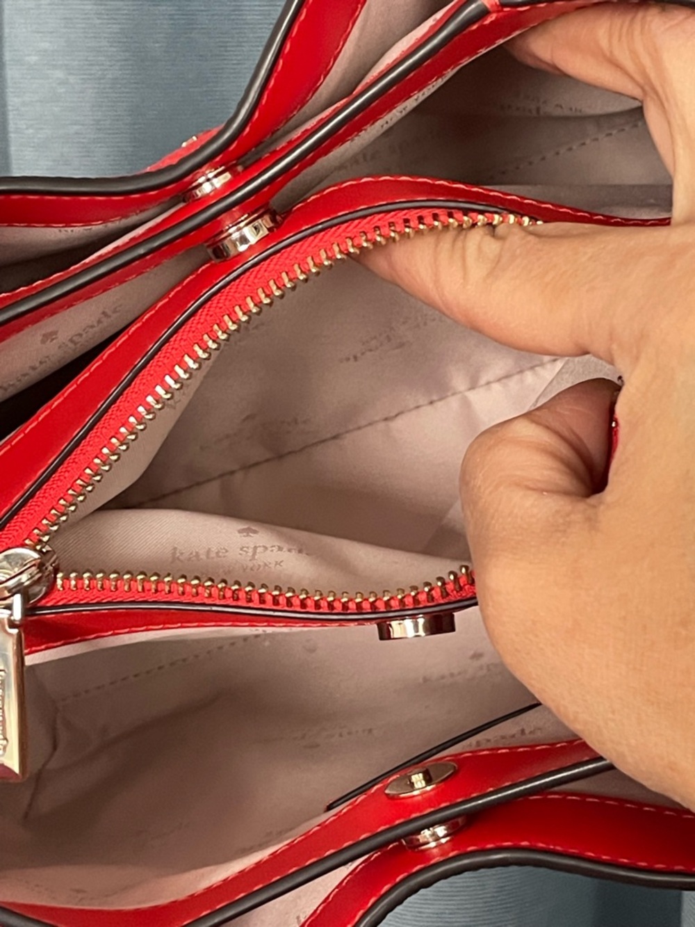 Kate Spade Small Dumpling Crossbody Satchel Bag in Tomato Slice Red - Picture 10 of 15